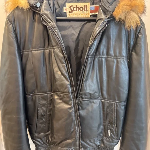 Schott Vintage Black Leather Jacket Size 40 - Picture 15 of 16